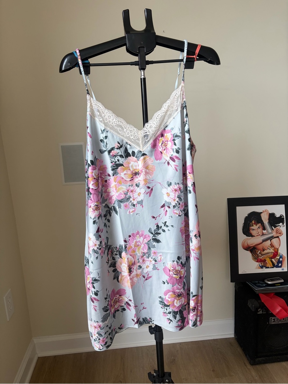NWT Lilac + London Floral Satin Chemise Nightgown Sz XXL